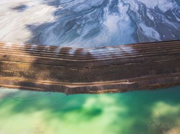 Aerial view of hot spring and mountains