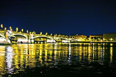 Bridge over river at night
