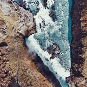 High angle view of frozen lake during winter