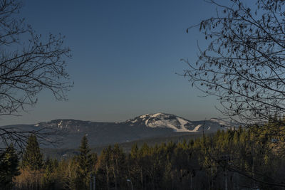 Scenic view of mountains against clear sky