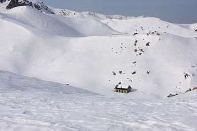 Scenic view of snow covered land