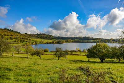 Scenic view of lake against sky