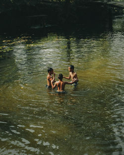 People enjoying in lake