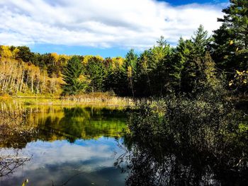 Scenic view of lake against sky