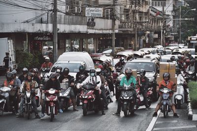 People on street in city