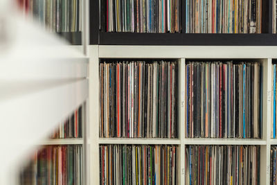 Close-up of books in shelf