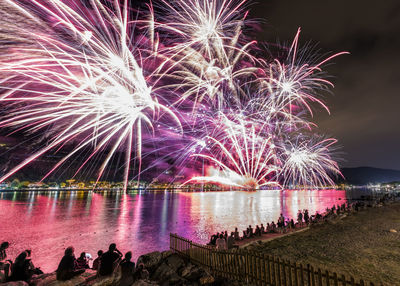 Firework display at night