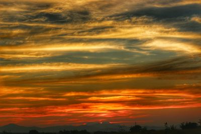 Scenic view of cloudy sky at sunset