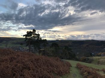 Scenic view of landscape against sky during sunset