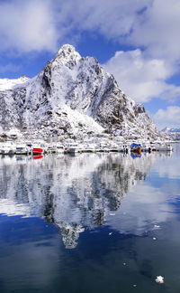 Scenic view of snowcapped mountain against sky