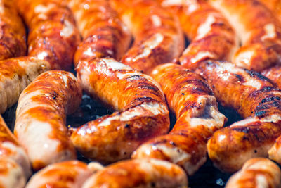 Close-up of meat on barbecue grill