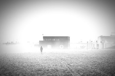 People by sea against clear sky