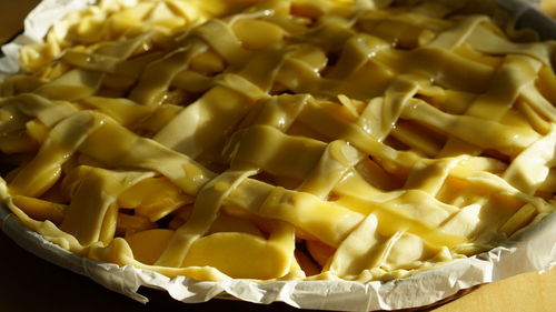 High angle view of chopped vegetables on cutting board