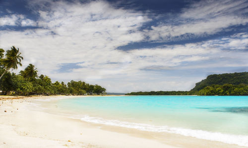 Scenic view of beach against sky