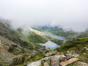 Scenic view of mountains against sky