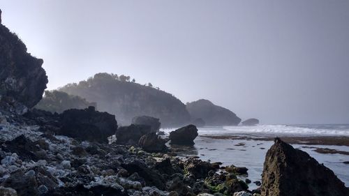 Scenic view of sea against clear sky