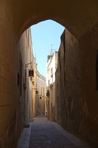 Narrow alley along buildings