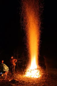 Close up of fire at night