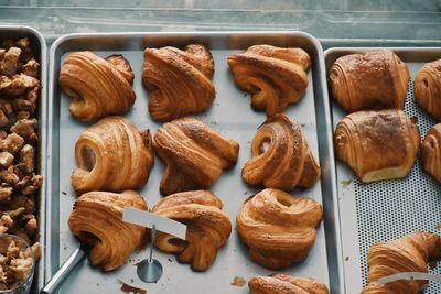 High angle view of cupcakes on table