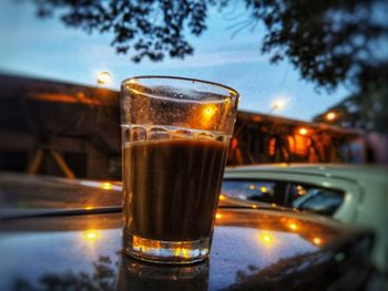 Close-up of beer glass