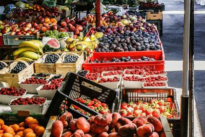 Various fruits for sale at market stall