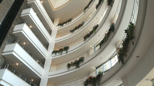 High angle view of staircase in building