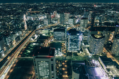 Illuminated cityscape at night