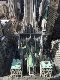 High angle view of buildings in city