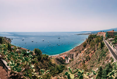 Scenic view of sea against clear sky