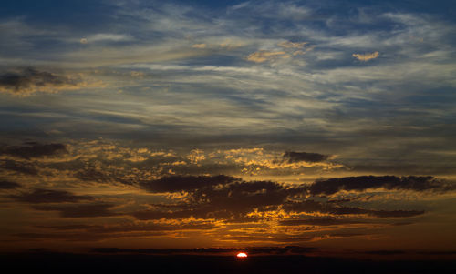 Low angle view of dramatic sky during sunset