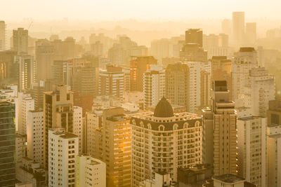 High angle view of buildings in city