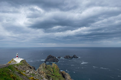 Scenic view of sea against cloudy sky