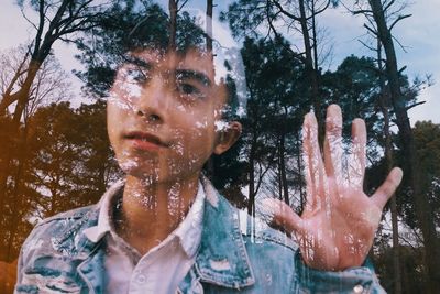 Close-up of young woman in water