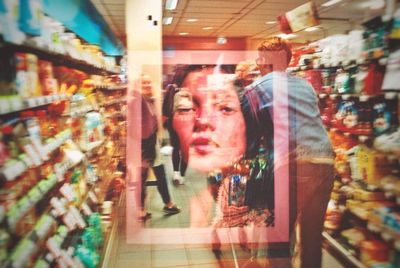 Reflection of woman in mirror