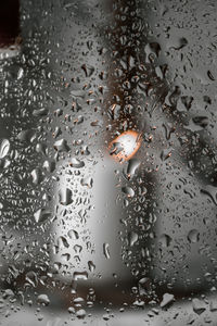 Close-up of raindrops on glass window