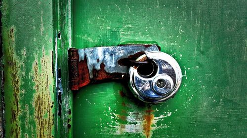 Close-up of old metal door