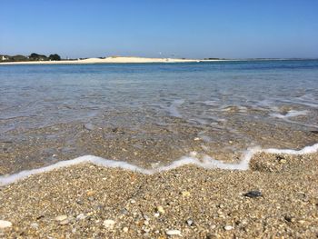 Scenic view of sea against clear sky