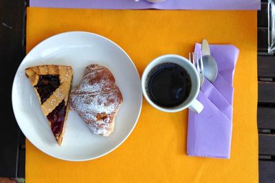 Directly above shot of breakfast on table