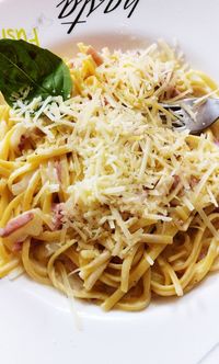 Close-up of noodles in plate