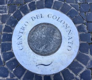 High angle view of text on manhole