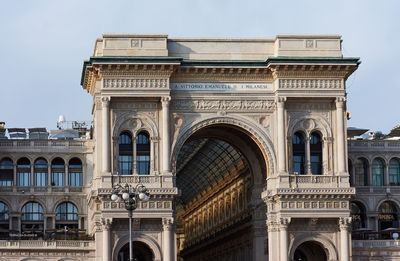 Facade of the gallery of victor emmanuel ii