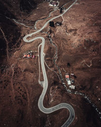 High angle view of road amidst land