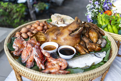 Close-up of food in bowl on table