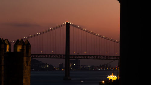 View of suspension bridge at night