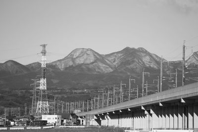 Scenic view of mountains against clear sky