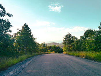 Road amidst trees against sky