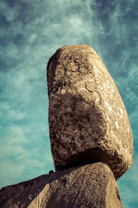 Low angle view of rock formation against sky