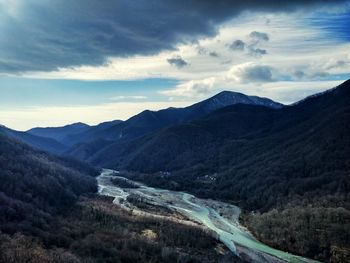 Scenic view of mountains against sky