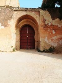 Closed door of old building