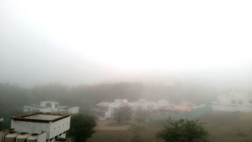 View of landscape in foggy weather